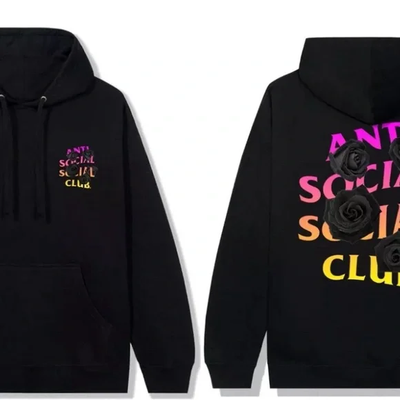 NWT DS Anti Social Social Club ASSC Black Hoodie Bat Emoji Style Size Small